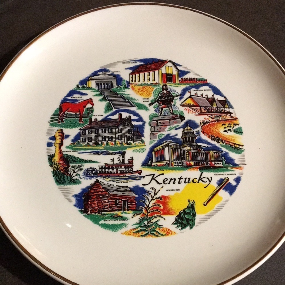 Kentucky Kitsch Tourist Souvenir Ceramic Collectible Plate Vintage 1960s - Picture 7 of 17